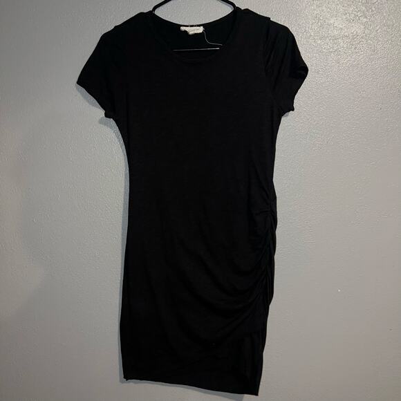 Wasabi + Mint Classic Black Short Sleeve  Ruched T-Shirt Dress Size  Small - Picture 1 of 7